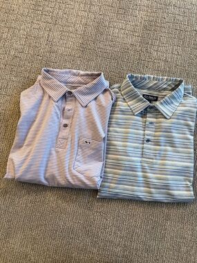 2 MENS Large FISH HIPPEE POLOS NWOT